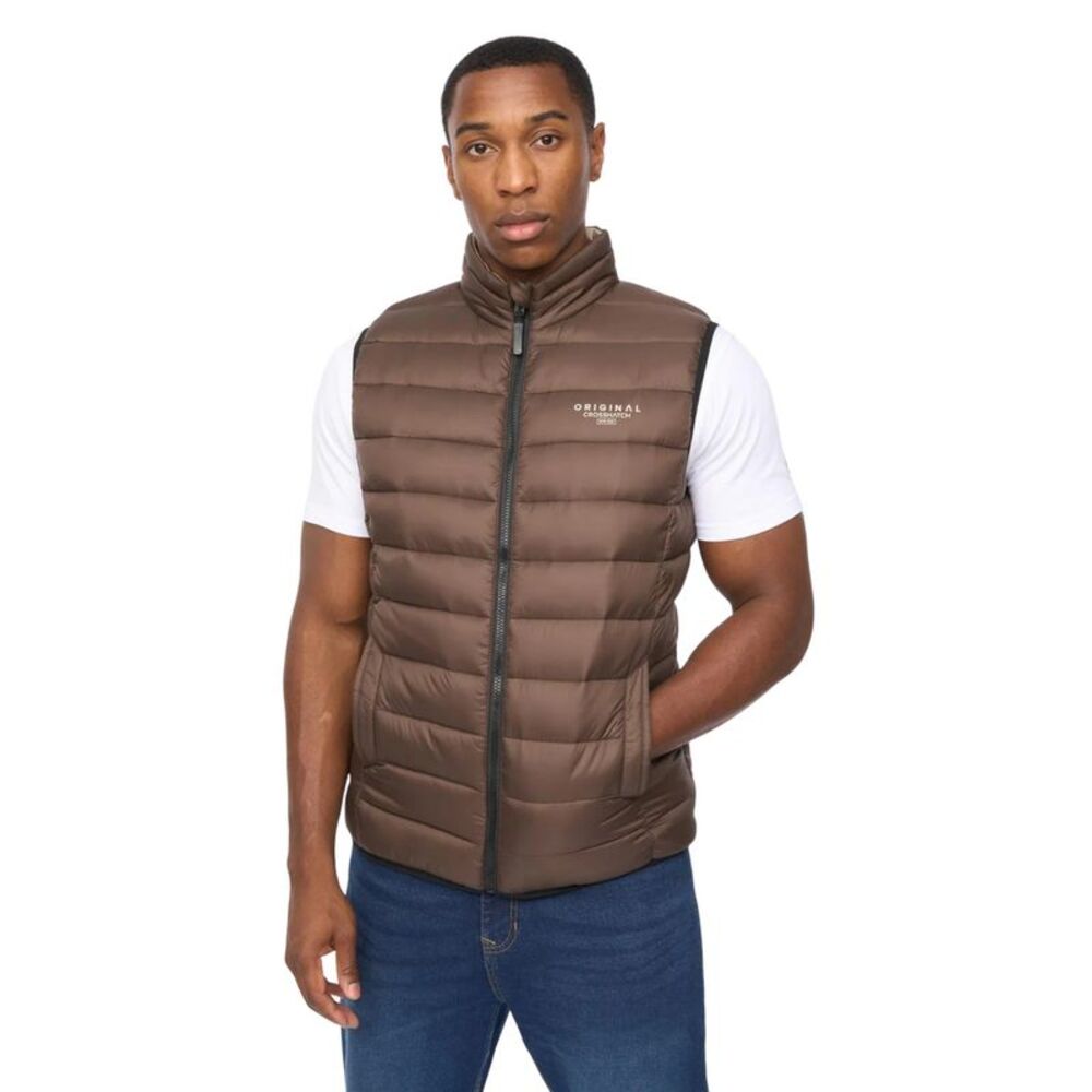 Crosshatch Mens Gattering MVE Quilted Vest / Brown